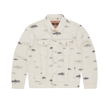 ALCATRAZ PATTERN DENIM JACKET [WHITE]